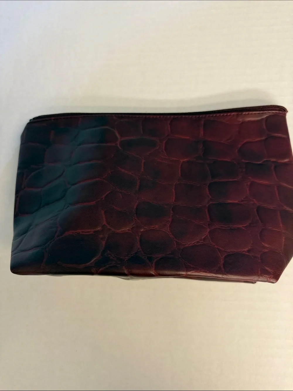 Estee Lauder Croc-Embossed Cosmetic Pouch in Burgundy